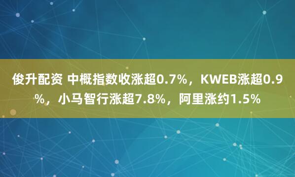 俊升配资 中概指数收涨超0.7%，KWEB涨超0.9%，小马智行涨超7.8%，阿里涨约1.5%